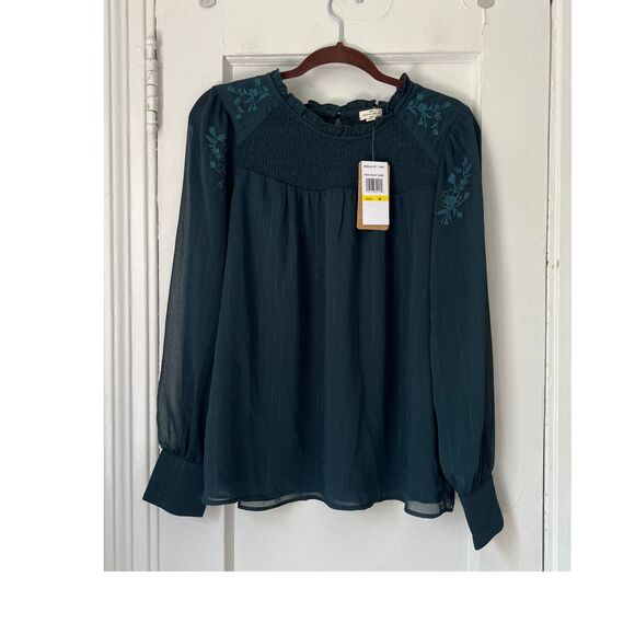 MASON & BELLE  Women's Chiffon Blouse Size  M Dark Turquoise - Picture 4 of 8